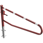 Swiveling gates | for casting in concrete, hot-dip galvanized and red coated with white reflecting stripes | total width: 2000 mm | with triangular lock